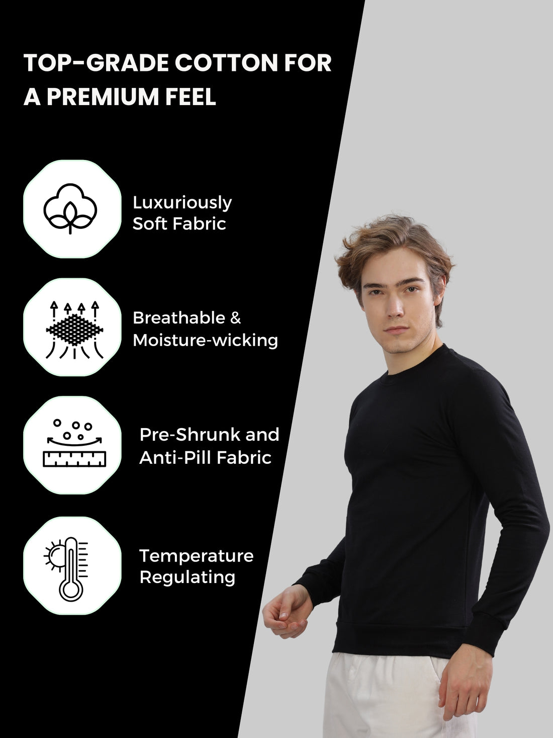 Men’s Solid Stylish Look Full Sleeve Premium Comfort Sweatshirt
