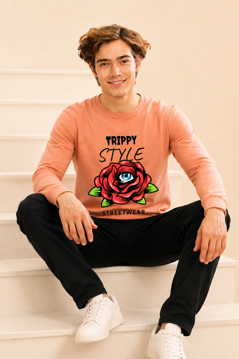 Trippy Style Streetwear Printed Men’s Full Sleeve Premium Pure Cotton Sweatshirt