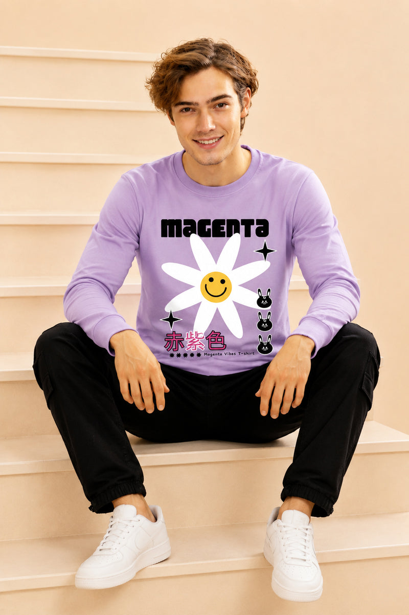 Magenta Printed Men’s Full Sleeve Premium Pure Cotton Sweatshirt
