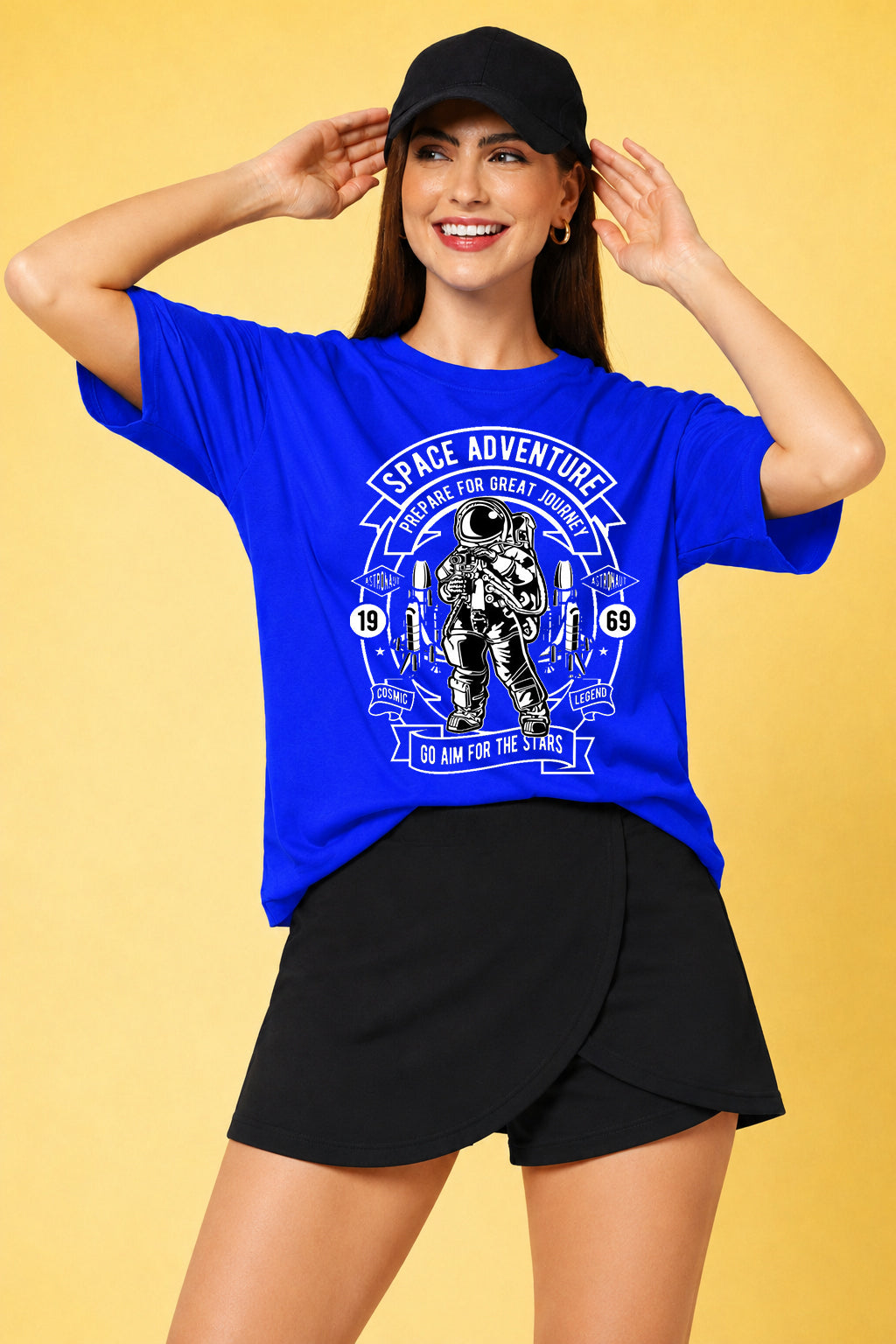 Space Adventure Printed Oversized Baggy Loose Fit T-Shirt