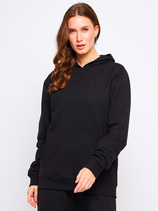 Women Plain Solid Pullover Hooded Hoodie Sweatshirt with 2 Kangaroo Pockets