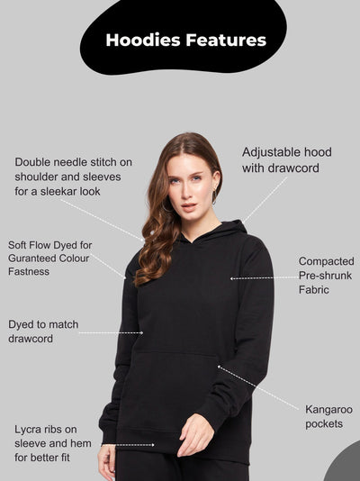 Women Plain Solid Pullover Hooded Hoodie Sweatshirt with 2 Kangaroo Pockets