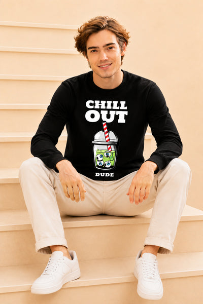 Chill Out Dude Printed Men’s Full Sleeve Premium Pure Cotton Sweatshirt