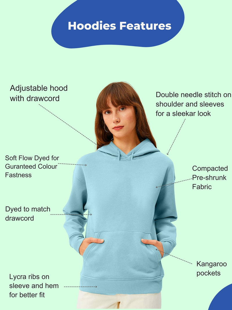 Women Plain Solid Pullover Hooded Hoodie Sweatshirt with 2 Kangaroo Pockets