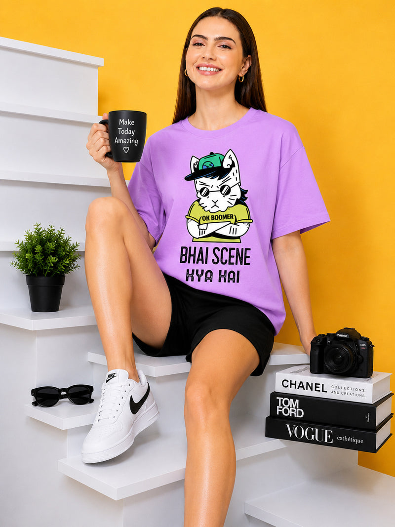 Bhai Scene Kya Hai Oversized Baggy Loose Fit T-Shirt
