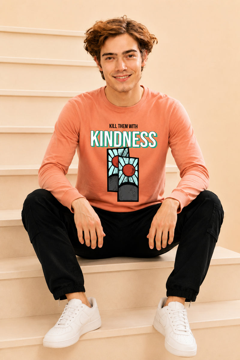 Kill Them With Kindness Printed Men’s Full Sleeve Premium Pure Cotton Sweatshirt