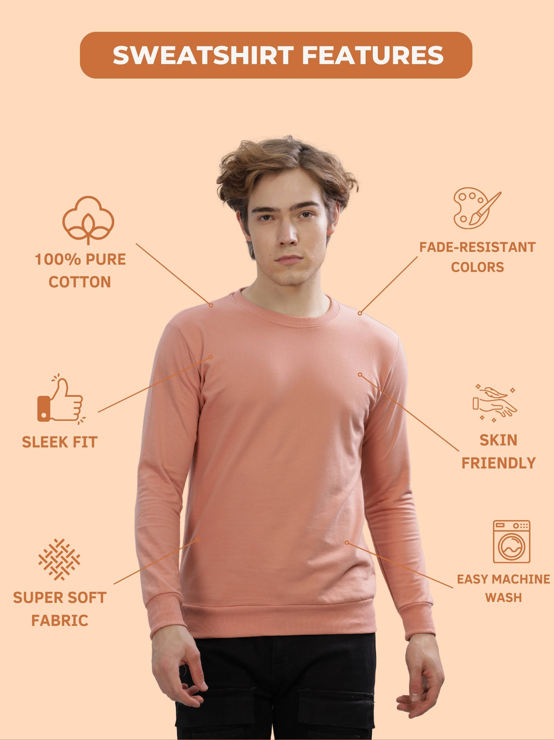 Men’s Solid Stylish Look Full Sleeve Premium Comfort Sweatshirt