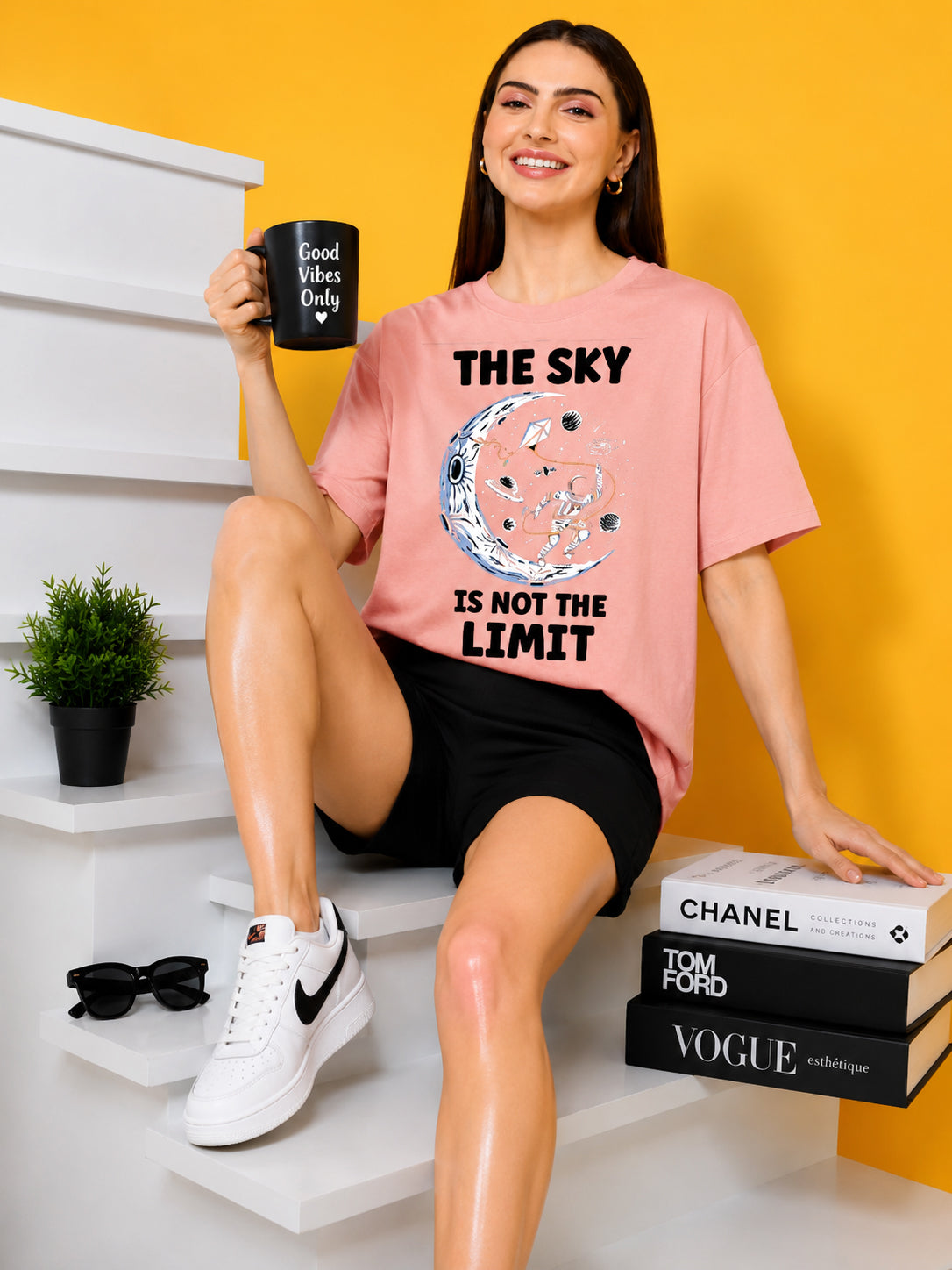 The Sky is The Limit Printed Oversized Baggy Loose Fit T-Shirt