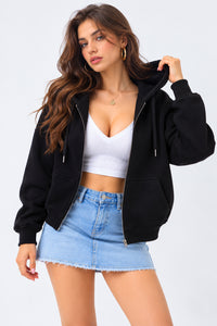 Women’s Plain Zipper Hooded Hoodie Stylish & Comfortable
