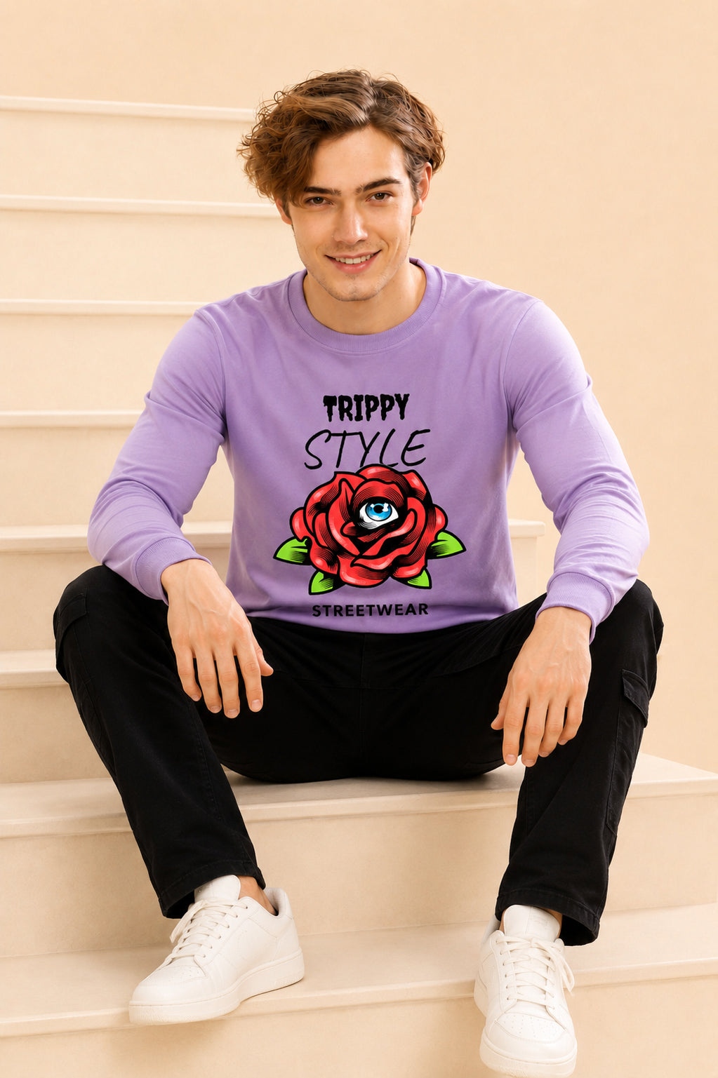 Trippy Style Streetwear Printed Men’s Full Sleeve Premium Pure Cotton Sweatshirt