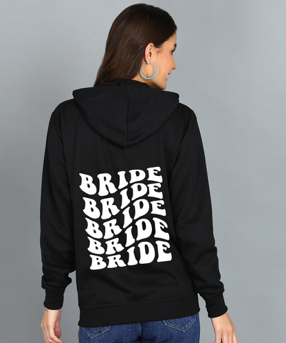 Back Printed Women's Cotton Full Zipper Sweatshirt Hoodies with Kangaroo Pocket Winter Wear Hooded Neck Sweatshirt