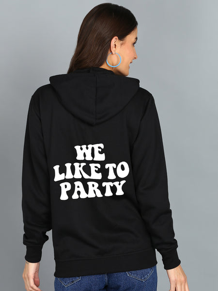 Back Printed Women's Cotton Full Zipper Sweatshirt Hoodies with Kangaroo Pocket Winter Wear Hooded Neck Sweatshirt