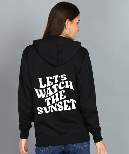 Back Printed Women's Cotton Full Zipper Sweatshirt Hoodies with Kangaroo Pocket Winter Wear Hooded Neck Sweatshirt