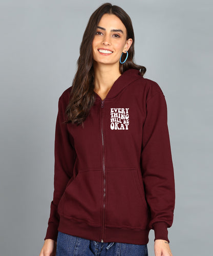 Everything Will Be Okay Women’s Zipper Cozy & Stylish Hoodie