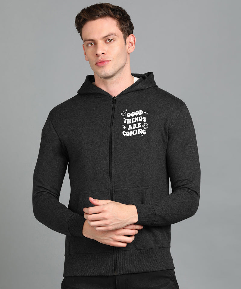 Good Things Are Coming Men's Zipper Hooded Hoodie
