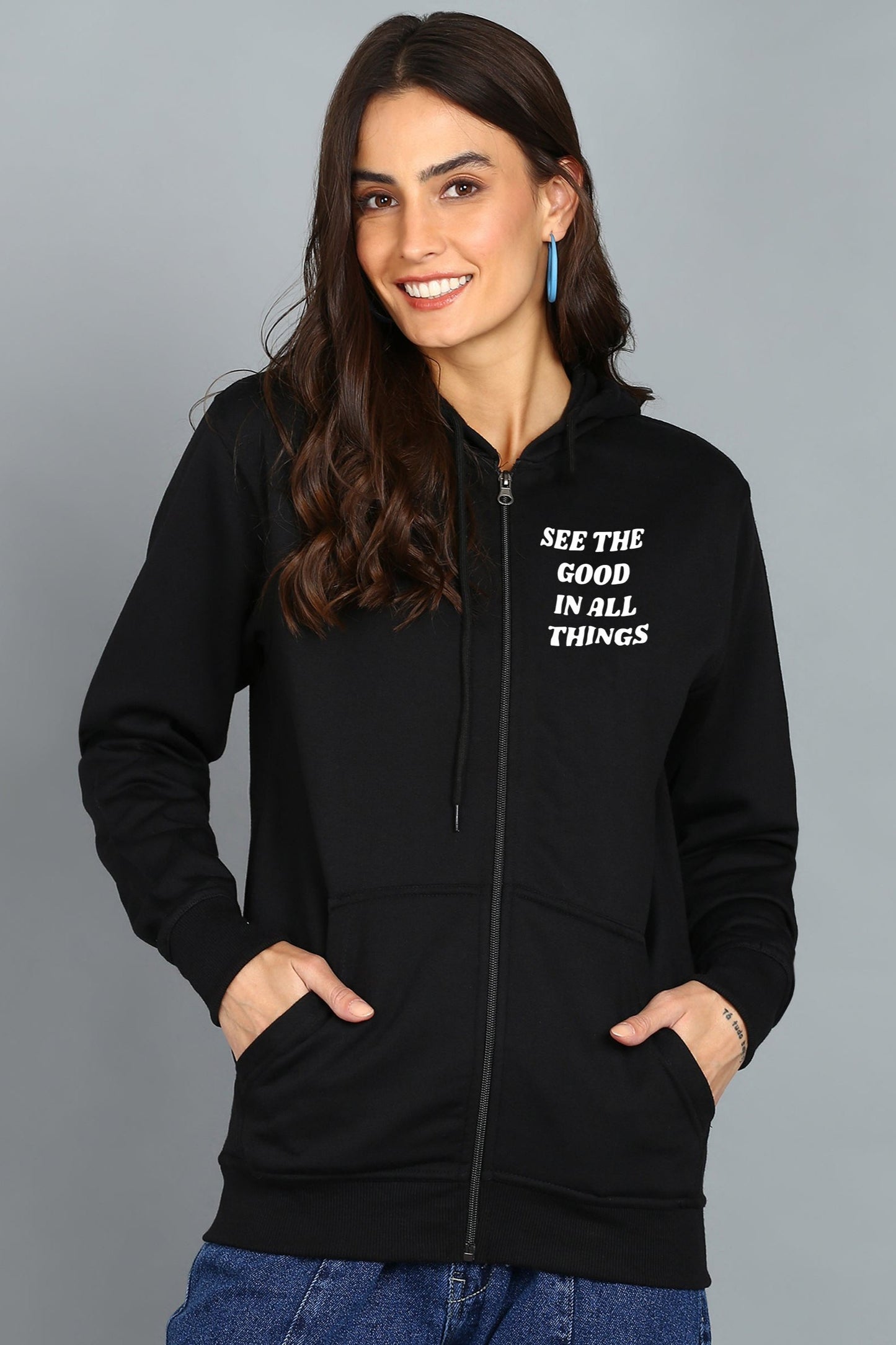 See the Good in All Things Zipper Hoodie for Women