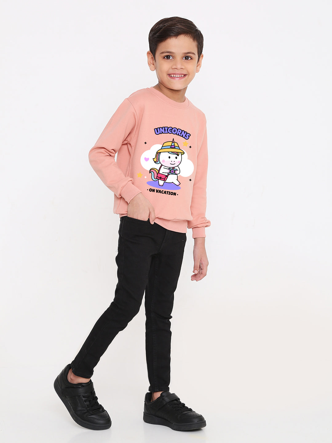 Kids Boys Unicorns on Vacation Graphic Sweatshirt