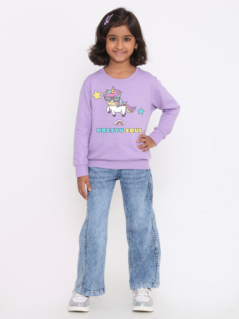 Kids Girls Unicorn Pretty Soul Sweatshirt