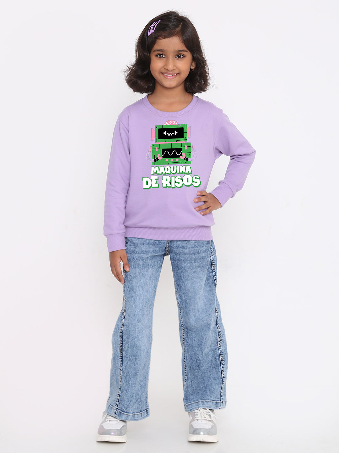 Kids Girls Robot Maquina de Risos Trendy  Sweatshirt