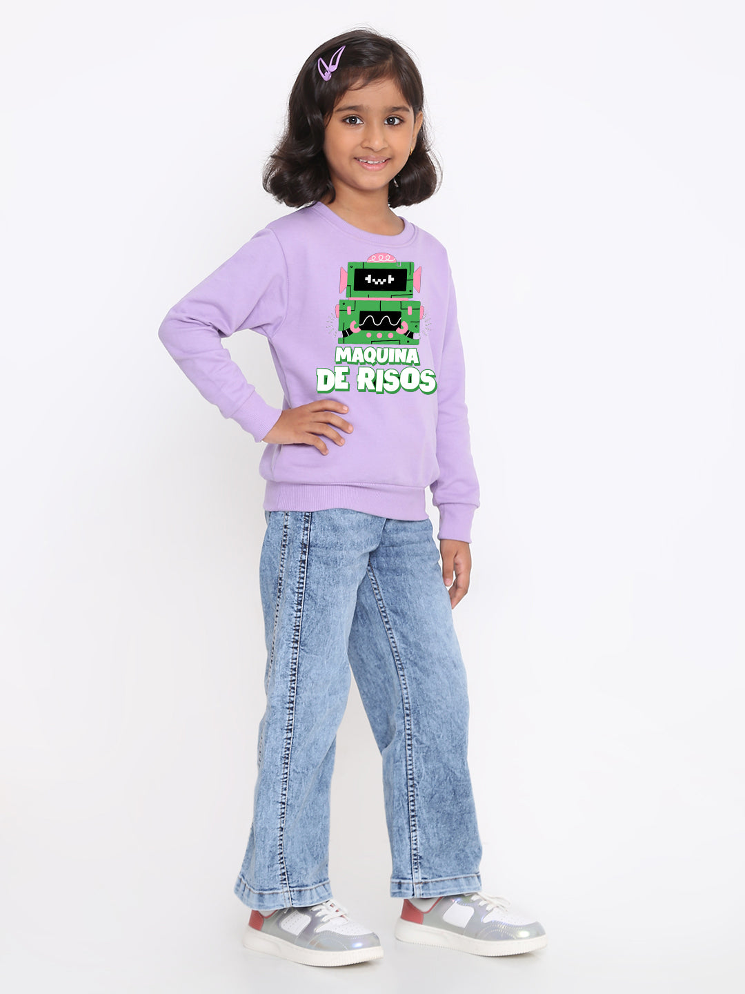 Kids Girls Robot Maquina de Risos Trendy  Sweatshirt