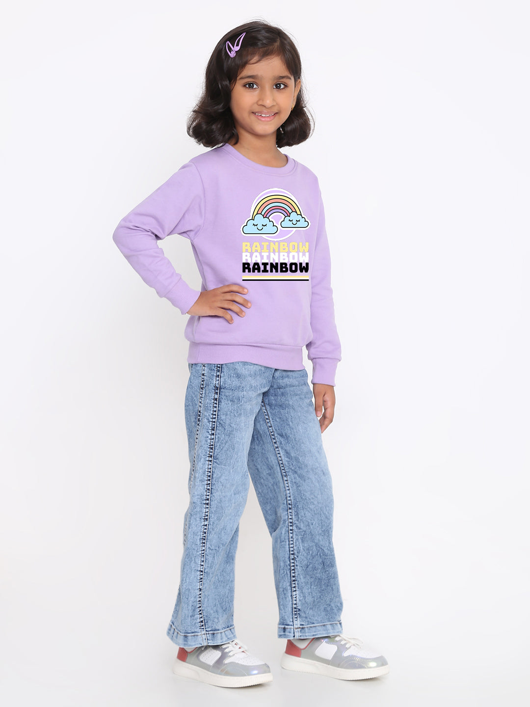 Kids Girls Rainbow Sweatshirt - Stylish & Cozy