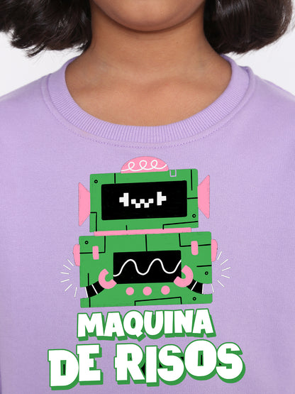 Kids Girls Robot Maquina de Risos Trendy  Sweatshirt