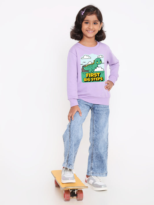 Kids Girls Dinosaur First Big Steps Sweatshirt