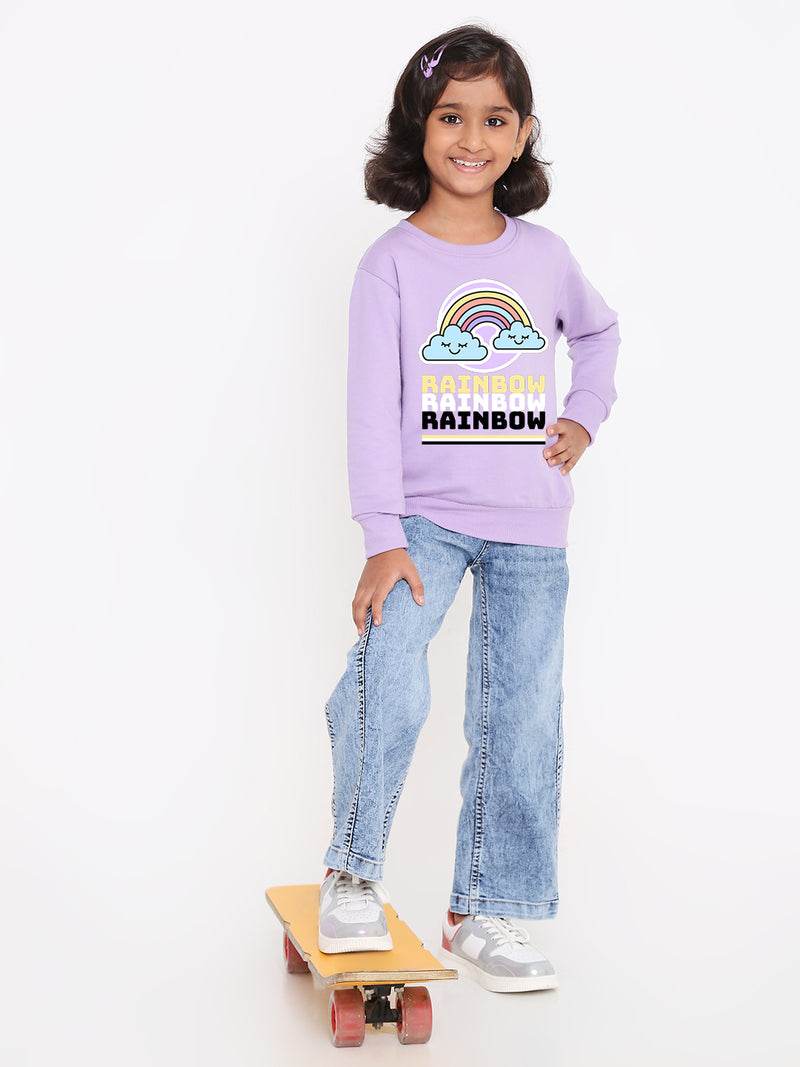 Kids Girls Rainbow Sweatshirt - Stylish & Cozy