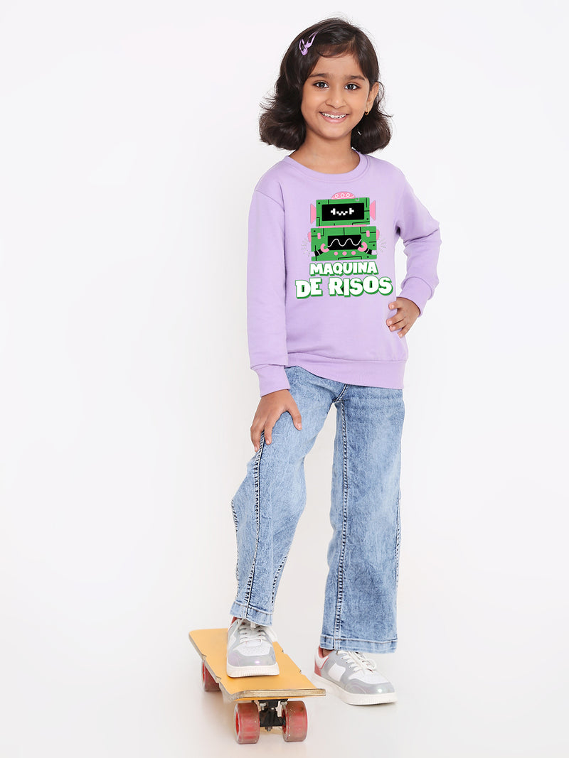 Kids Girls Robot Maquina de Risos Trendy  Sweatshirt