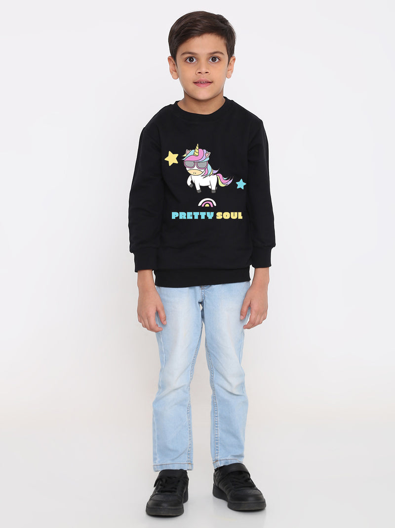 Kids Boys Unicorn Pretty Soul Graphic Sweatshirt