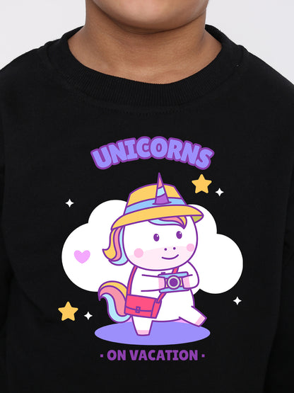 Kids Boys Unicorns on Vacation Graphic Sweatshirt