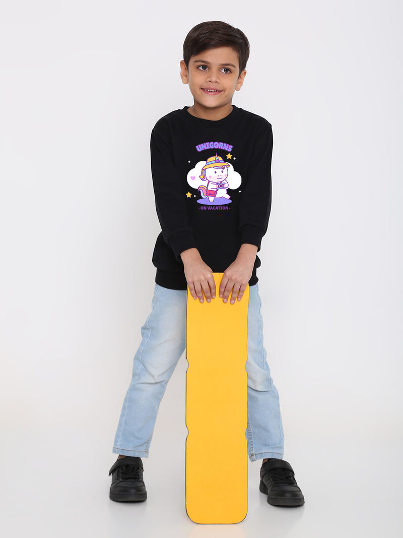 Kids Boys Unicorns on Vacation Graphic Sweatshirt
