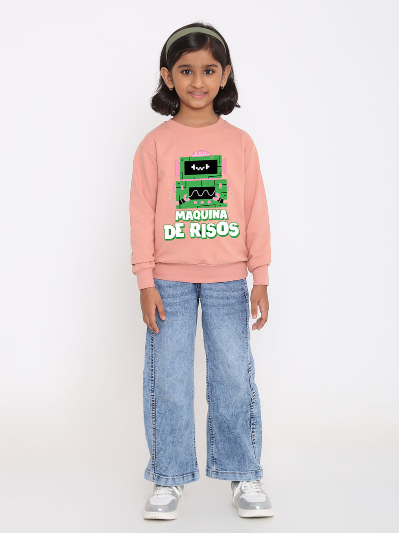 Kids Girls Robot Maquina de Risos Trendy  Sweatshirt