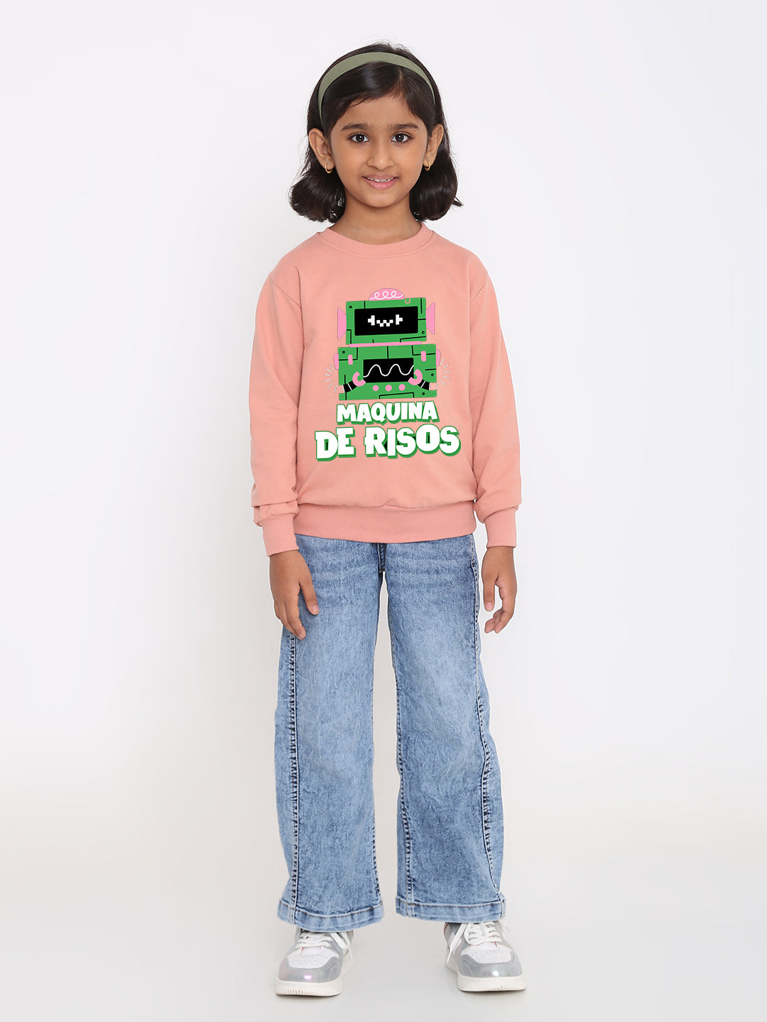 Kids Girls Robot Maquina de Risos Trendy  Sweatshirt