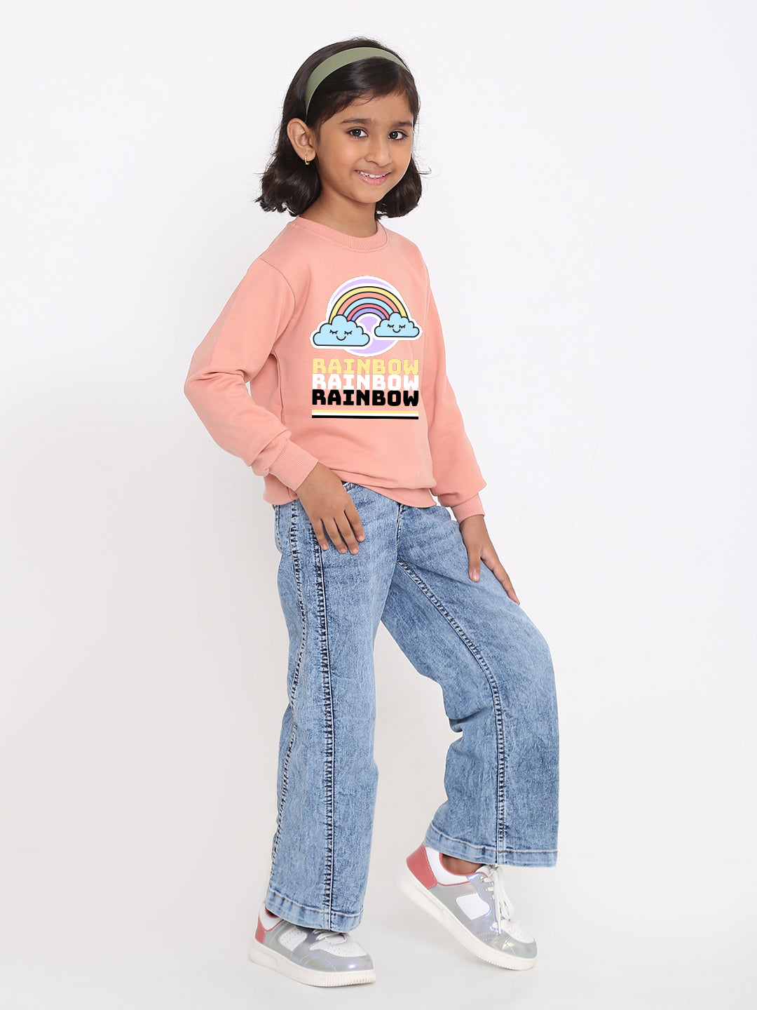 Kids Girls Rainbow Sweatshirt - Stylish & Cozy