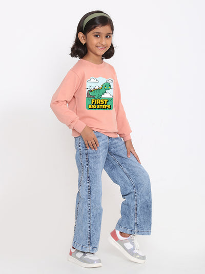 Kids Girls Dinosaur First Big Steps Sweatshirt