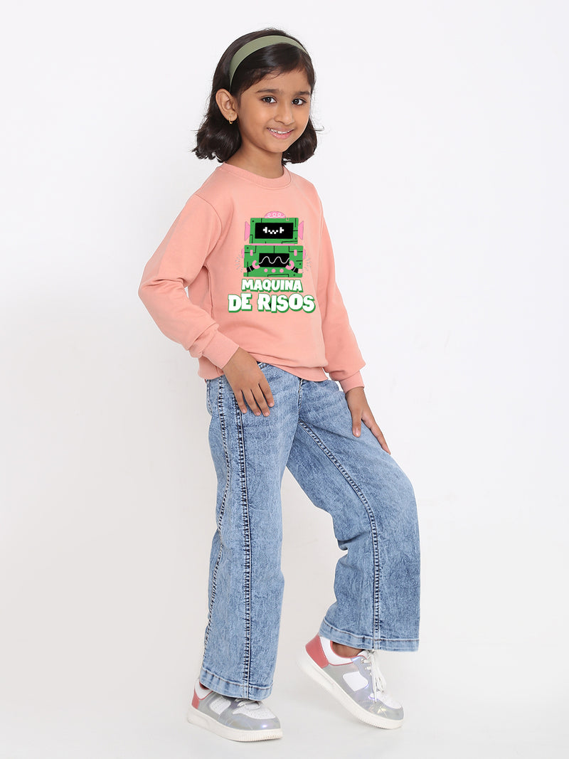 Kids Girls Robot Maquina de Risos Trendy  Sweatshirt
