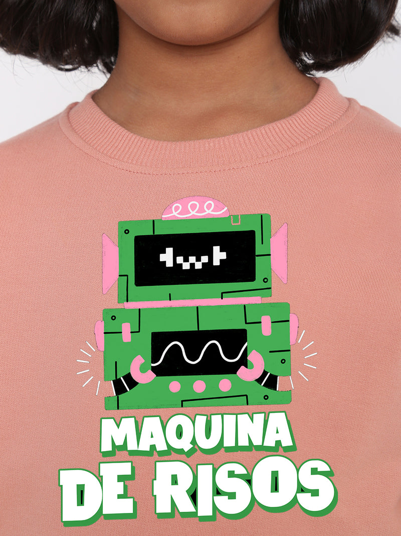Kids Girls Robot Maquina de Risos Trendy  Sweatshirt