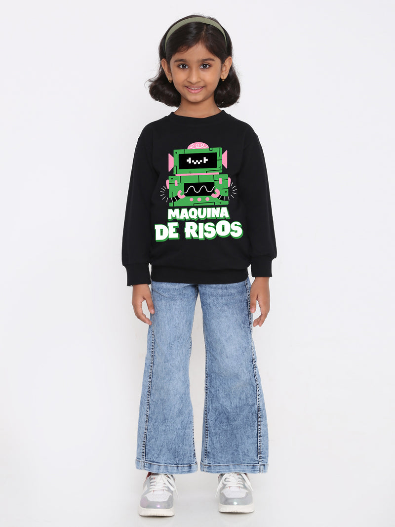 Kids Girls Robot Maquina de Risos Trendy  Sweatshirt