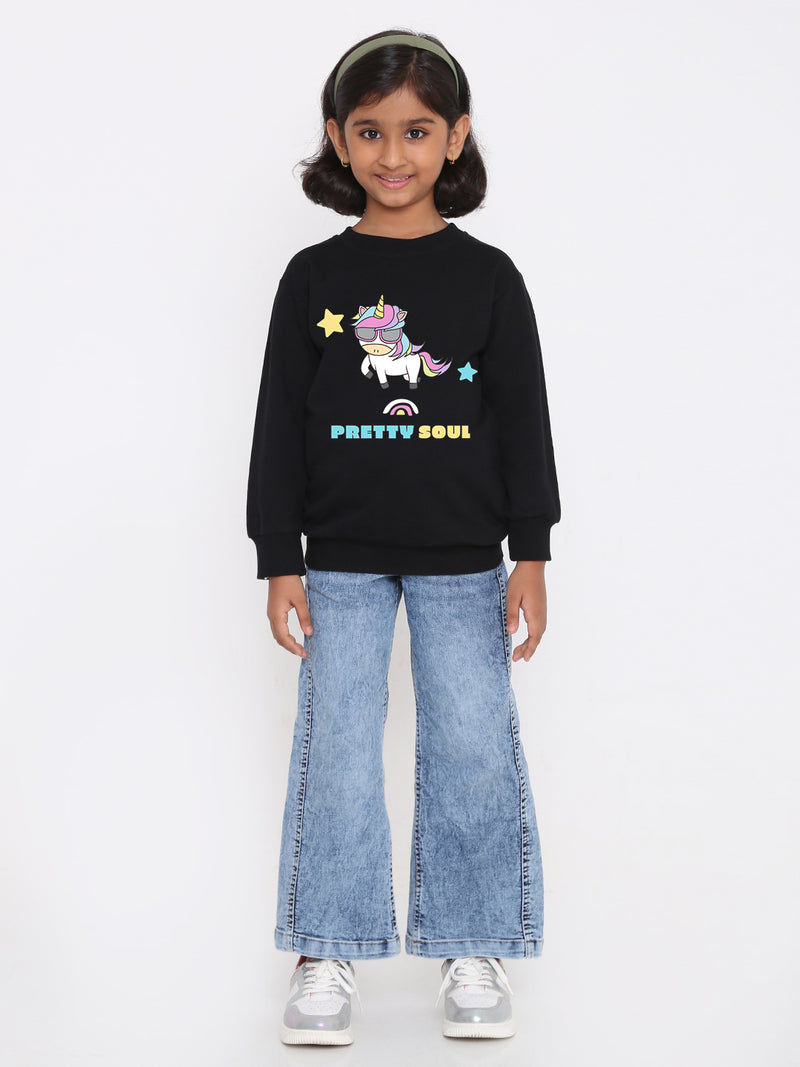 Kids Girls Unicorn Pretty Soul Sweatshirt