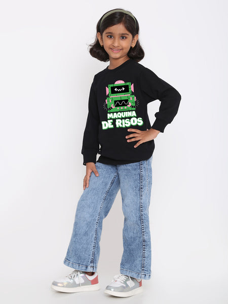 Kids Girls Robot Maquina de Risos Trendy  Sweatshirt
