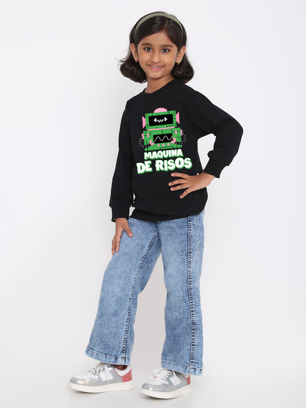 Kids Girls Robot Maquina de Risos Trendy  Sweatshirt