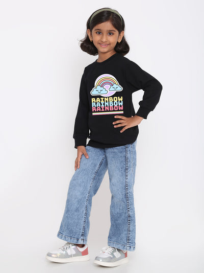 Kids Girls Rainbow Sweatshirt - Stylish & Cozy