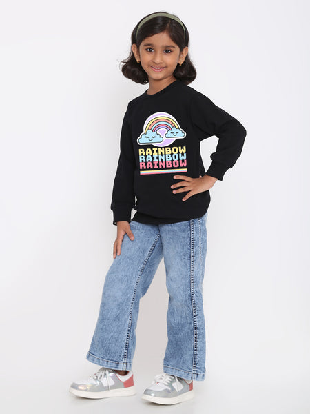 Kids Girls Rainbow Sweatshirt - Stylish & Cozy