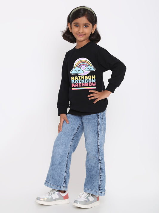 Kids Girls Rainbow Sweatshirt - Stylish & Cozy