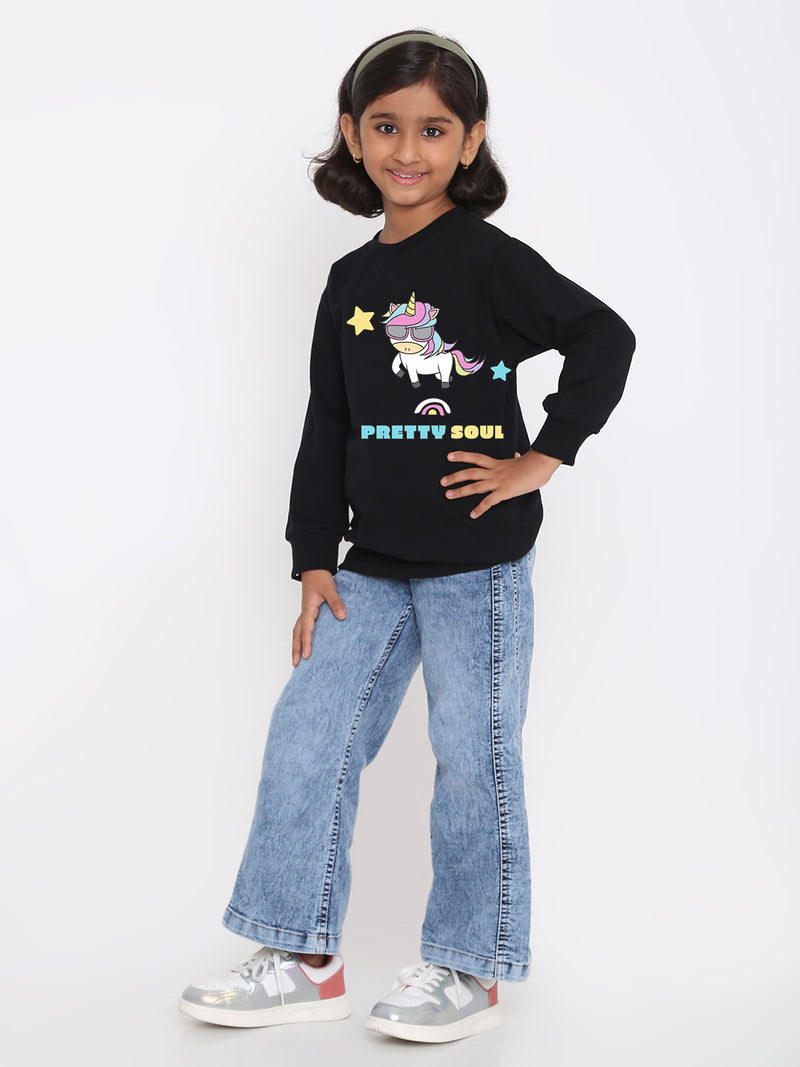 Kids Girls Unicorn Pretty Soul Sweatshirt