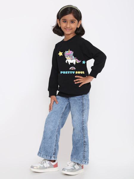 Kids Girls Unicorn Pretty Soul Sweatshirt