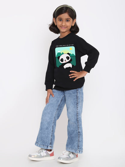 Kids Girls Cute Panda Sweatshirt