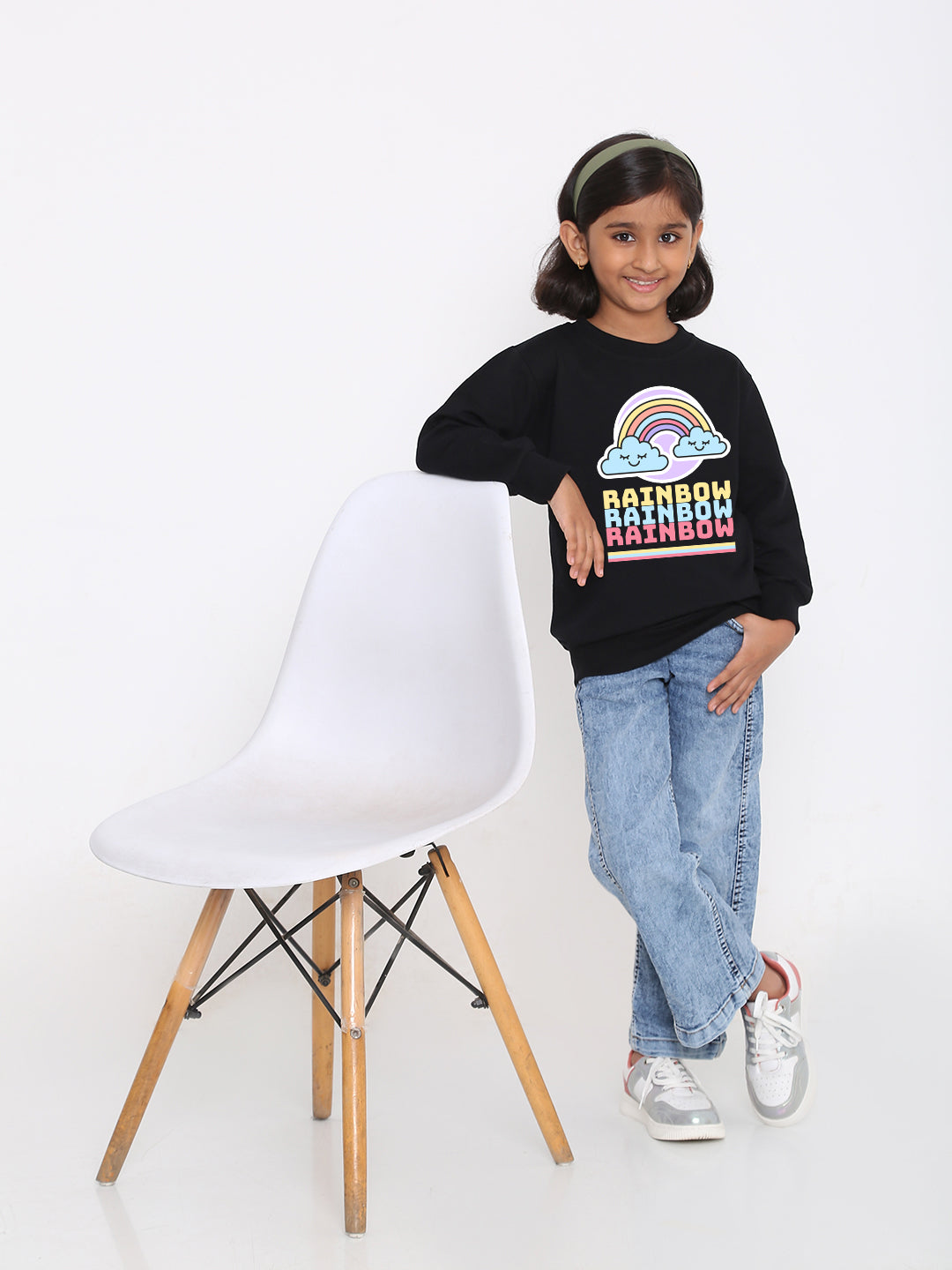 Kids Girls Rainbow Sweatshirt - Stylish & Cozy