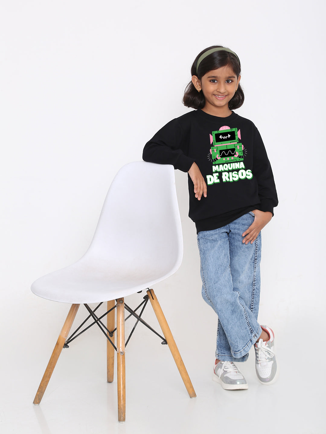Kids Girls Robot Maquina de Risos Trendy  Sweatshirt